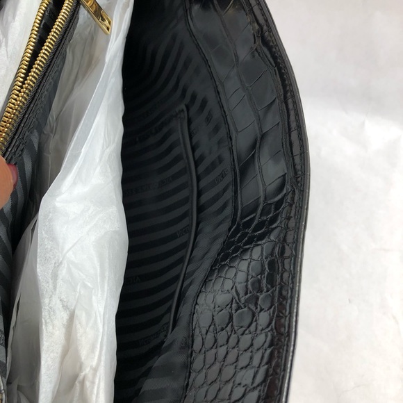 Victoria Secret Logo Midnight Croc Tote Shoulder Bag - Picture 8 of 15